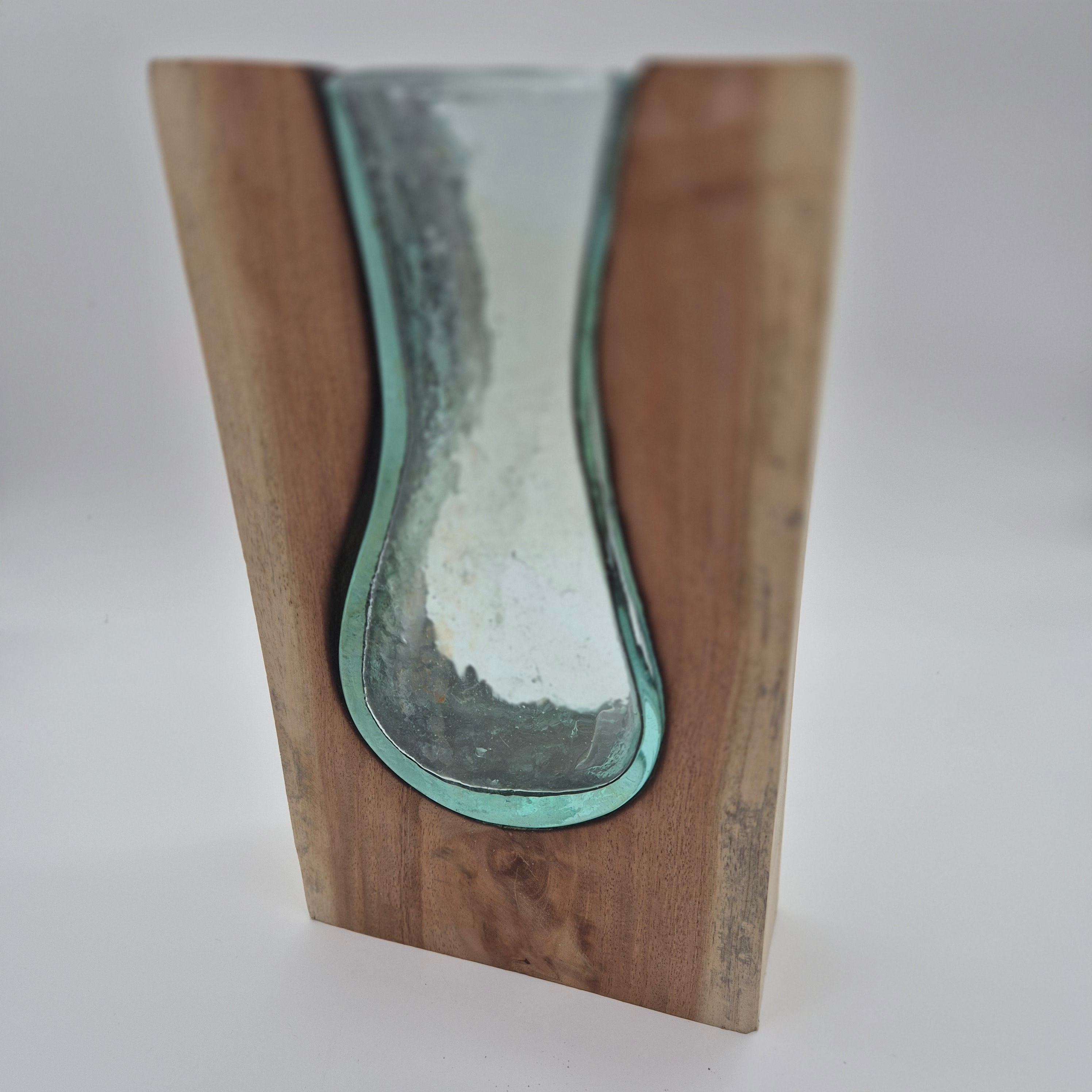 Handcrafted Wood & Recycled Glass Vase – Bali Artisan Décor