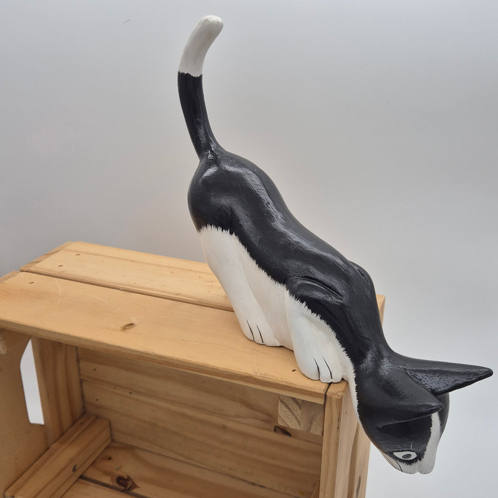 Hand‑Carved Bali Shelf‑Sitter Figurines – Long Tail Cat