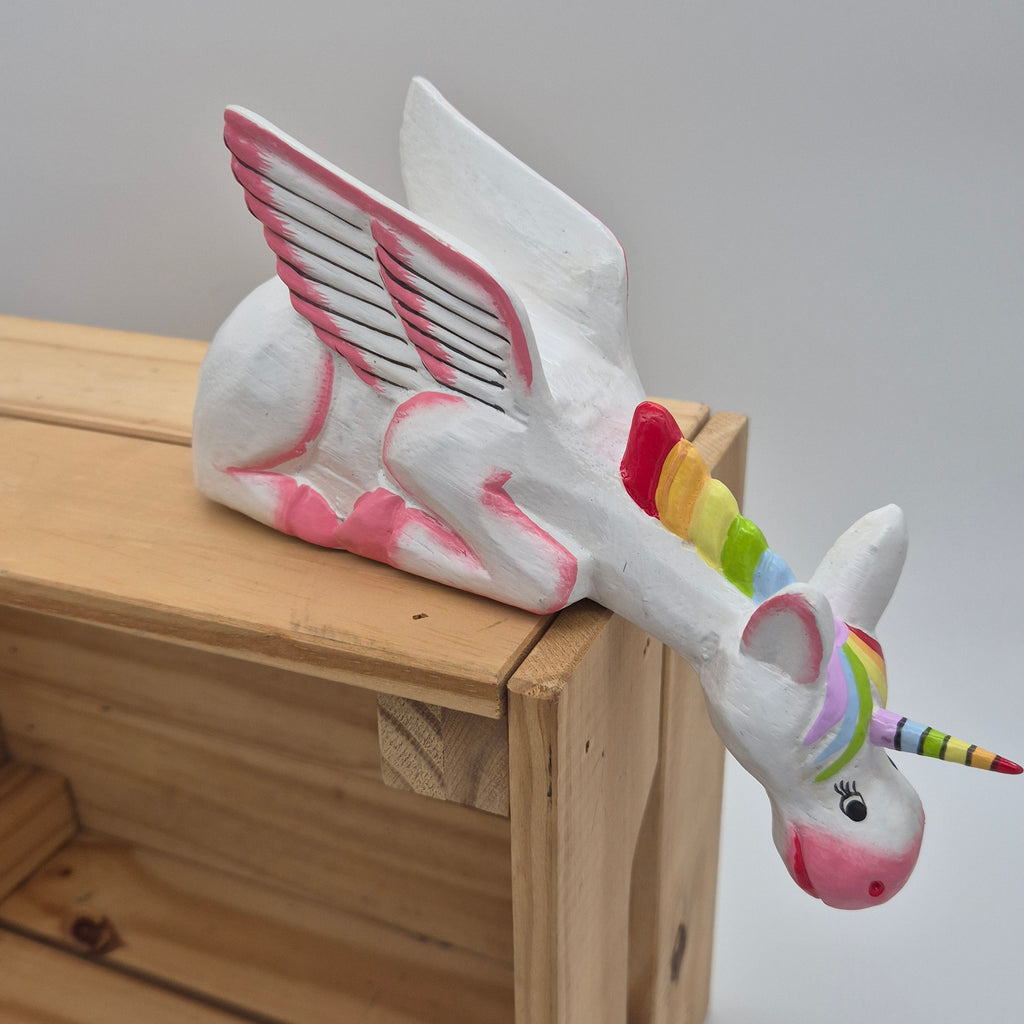 Hand‑Carved Bali Shelf‑Sitter Figurines – Unicorn