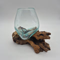 Handcrafted Wood & Glass Slump Bowl – Bali Artisan Décor (Multiple Sizes)