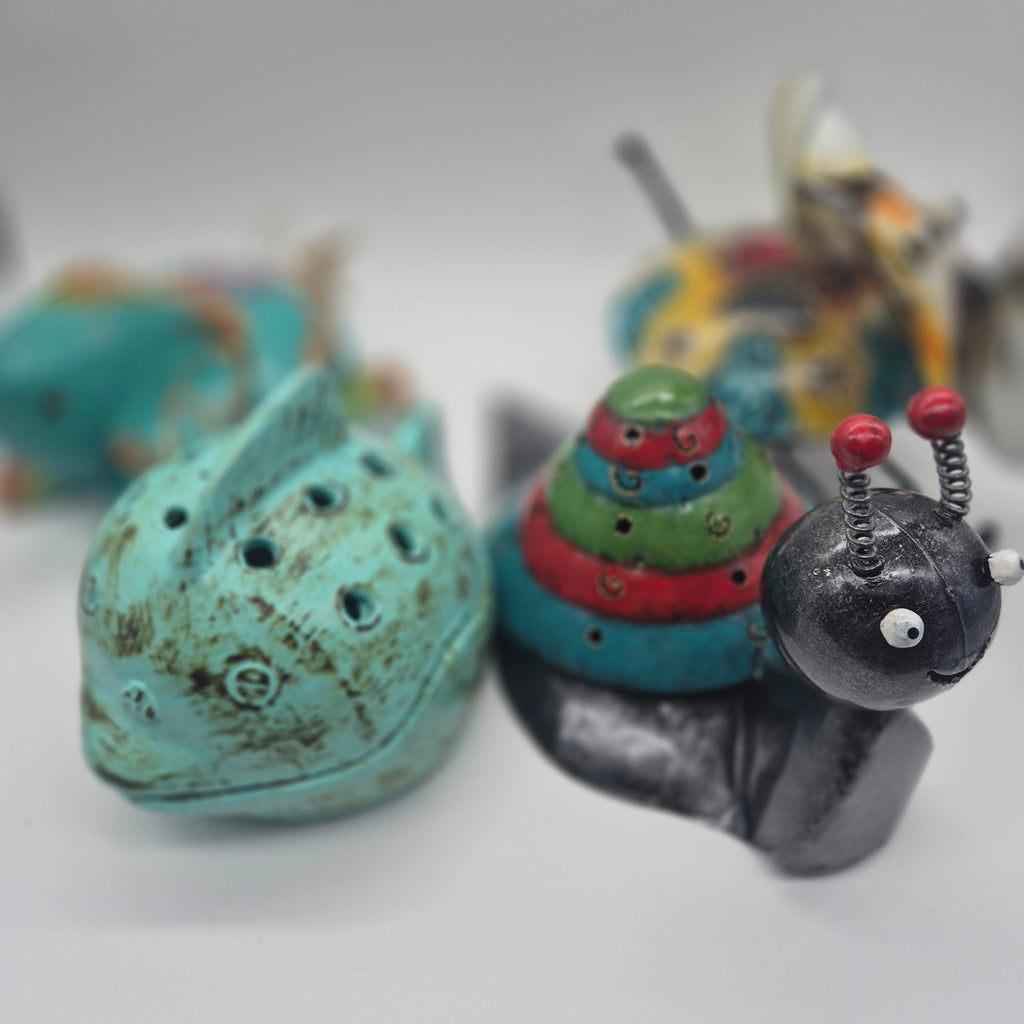 Whimsical Animal Mosquito Coil Holder – Tin Animals & Ceramic Fish