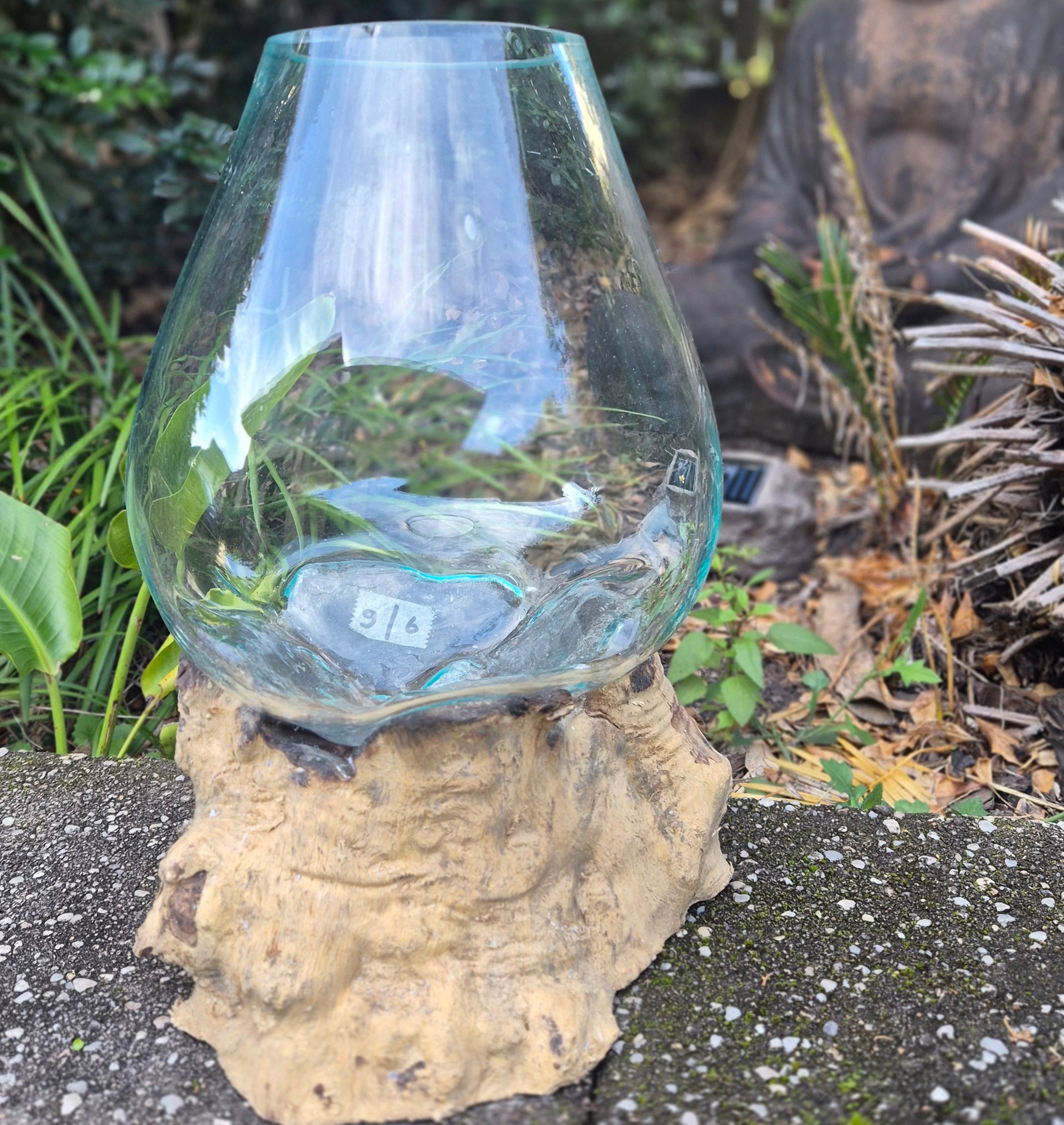 Handcrafted Wood & Glass Slump Bowl – Bali Artisan Décor (Multiple Sizes)
