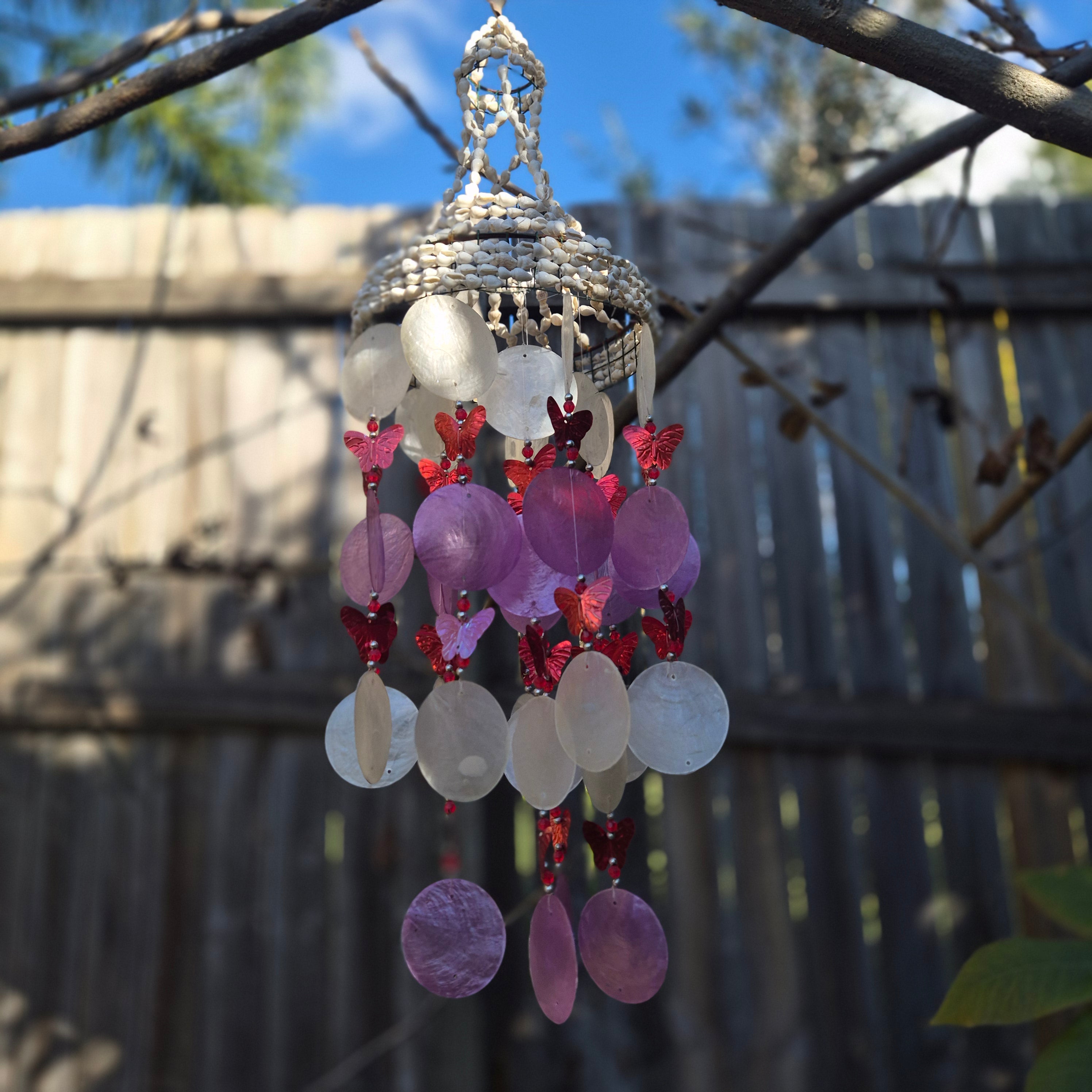 Bali Butterfly Shell Wind Chime 15cm